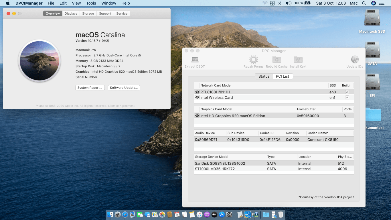 Success Hackintosh macOS Catalina 10.15.7 Build 19H2 at Asus VivoBook A405UQ-BV307T
